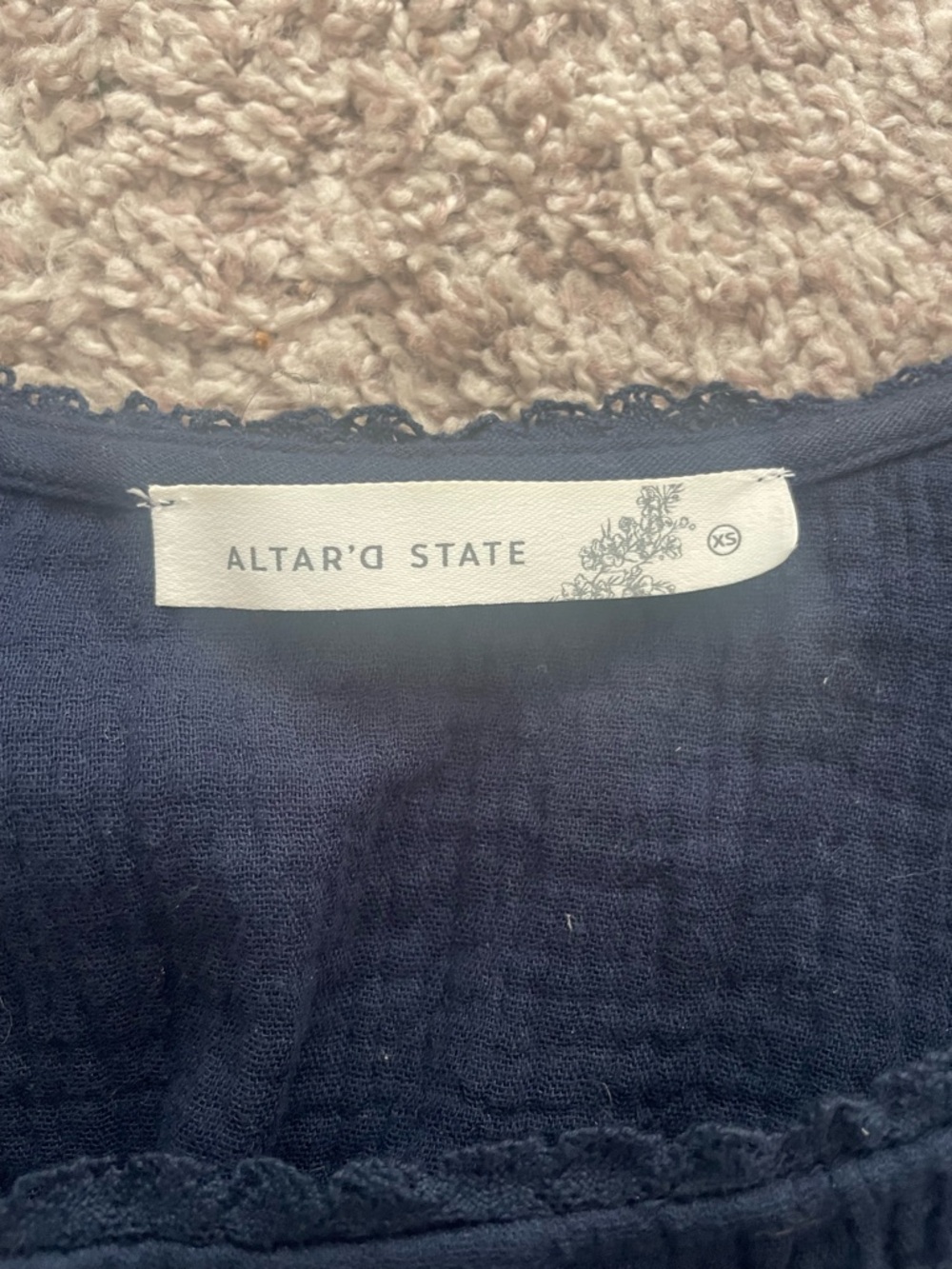 Altar'd State Navy Lace-Trim Top - Picture 2 of 3
